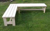 Zahradní dřevěná lavice bez opěradla rohová 2x1,5m